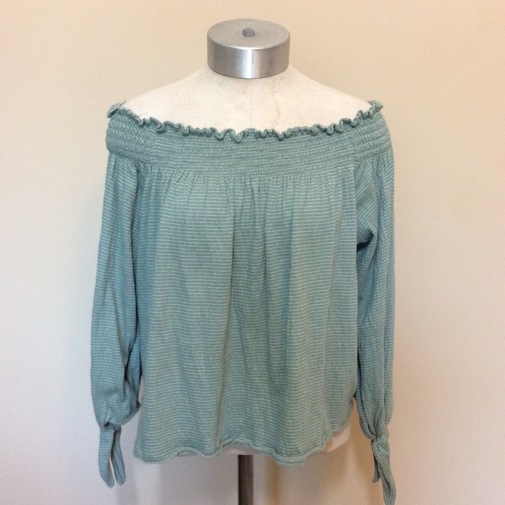 Free people we the free Lexington aubergine tie top smocked ruffle neckline